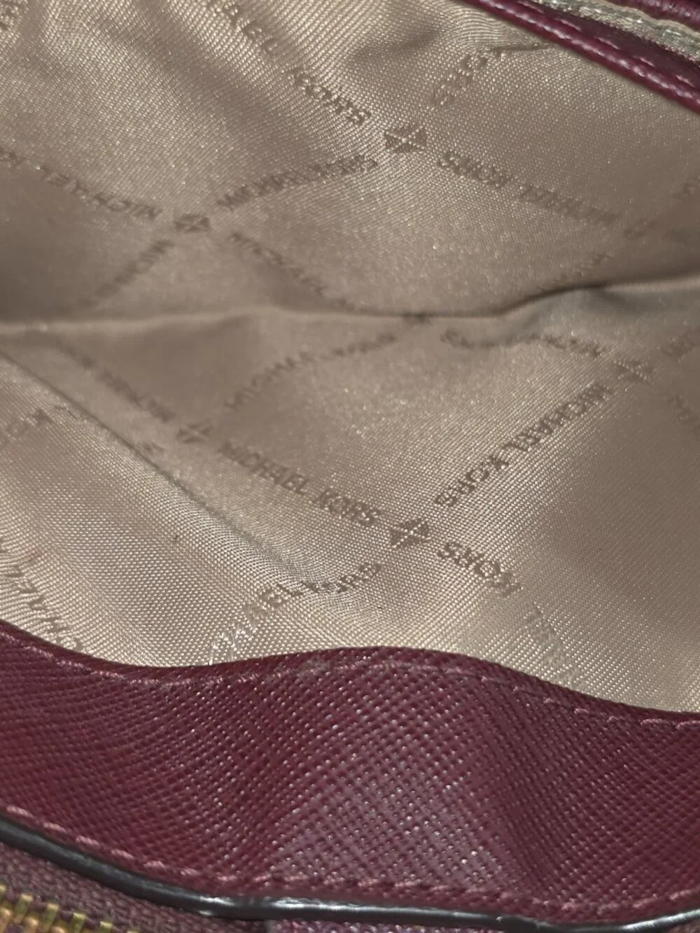 MICHAEL KORS Jet Set Double Zip Wallet Merlot Leather *NO WRISTLET* *VGC* MK....